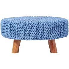 Schwarz Fußhocker Homescapes Large Round Knitted on Foot Stool