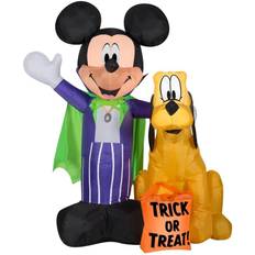 Inflatable Decorations Gemmy Airblown Inflatable Mickey and Pluto with Treat Sack Scene