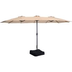 Parasols Sunnydaze Outdoor Double-Sided Patio Umbrella with Crank Sandbag Base