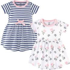 Touched By Nature 5T 2-Pack Roses, Berries, And Stripes Organic Cotton Dresses Green Green 5T
