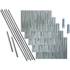 Fasade Skyline 24 18 Vinyl Backsplash in Brushed Steel 15 sq. ft. Kit