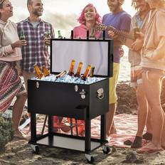 Outdoor beverage cooler OutSunny Patio 65L Rolling Cooler Cart Ice Beverage Chest w/ Foosball Tabletop