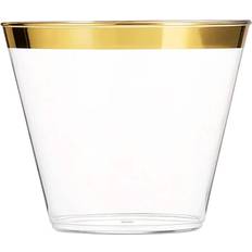 9 oz. Clear with Gold Swirl Round Plastic Party Cups