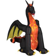 Inflatable Decorations Gemmy 9FT Inflatable Airblown Projection Fire Dragon Halloween Prop Black/Green/Orange One-Size