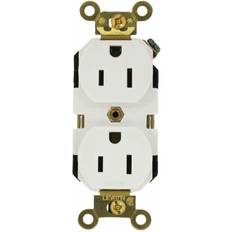 Electrical Cables Leviton 15 Amp Industrial Grade Heavy Duty Self Grounding Duplex Outlet, White