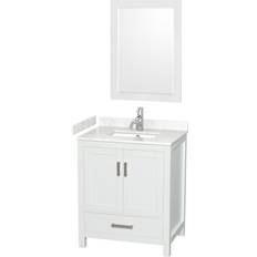 White Vanity Units for Double Basins Wyndham Collection WCS141430S-VCA-M24