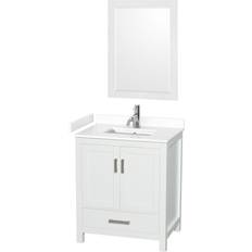 White Vanity Units for Double Basins Wyndham Collection WCS141430S-VCA-M24