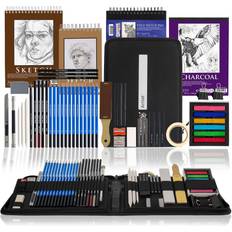 Castle Art Supplies Graphite Drawing Pencils and Sketch Set (40-Piece Kit),  Complete Artist Kit Includes Charcoals, Pastels and Zippered Carry Case,  Includes Rare Pop-Up Stand