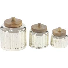 Litton Lane Clear Glass Traditional Decorative Jars (Set of 3