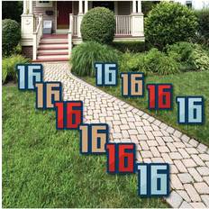 Boy 16th Birthday Lawn Decor Outdoor Party Yard Decor 10 Pc Blue