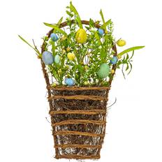 Hanging wall baskets National Tree Company Artificial Hanging Woven Branch Decorated Basket 18"