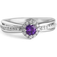 Netaya Interlocking Ring - Silver/Purple/Diamonds