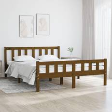 vidaXL honey brown, Solid Bed Frame Bed Sängram