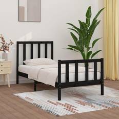 vidaXL black, 90 Solid Wood Bed Frame Sängram