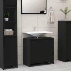 vidaXL Bathroom Cabinet Black Chipboard Washroom