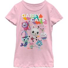 Fifth Sun DreamWorks Gabby's Dollhouse unisex child The Cats T-shirt T Shirt, Light Pink, X-Small US