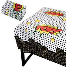 Table Cloths 3pcs 54 x 108" Superhero Comic Disposable Plastic Rectangular Tablecloths Covers Multi Set of 3