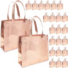 Juvale 24 Pack Pink Tote Bags for Women with Handles 13.8 x 11.8 x 4.72 Inches