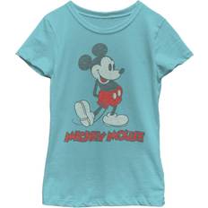 Disney Girl's & Friends Mouse Portrait Child T-Shirt Tahiti Blue