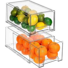 Zulay Kitchen 4 Pack Clear Refrigerator Organizer Bins - Large