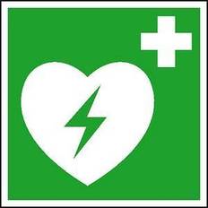 Messlatten Rettungszeichen-Aufkleber "Automatisierter Externer Defibrillator AED" quadratisch