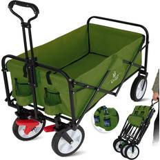 Bollerwagen Kesser Bollerwagen faltbar Handwagen Transportkarre Gerätewagen inkl. 2 Netztaschen klappbar Vollgummi-Reifen bis 80 kg Tragkraft transportwagen Gartenanhänger ohne Dach