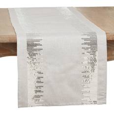 Saro Lifestyle Cleo Sequin Border 72" Tablecloth Silver (182.88x40.64)