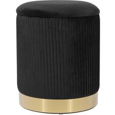 Black Foot Stools TOV Furniture Zoe Velvet Storage Foot Stool