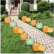 Big Dot of Happiness Little Pumpkin Lawn Decorations Outdoor Fall Birthday Party or Baby Shower Yard Decorations 10 Piece