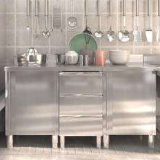 Minikjøkken vidaXL Commercial Kitchen Cabinets 3 pcs Stainless Steel
