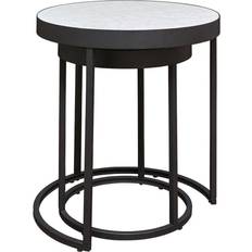 White and glass end tables Ashley Signature End Black/White Black Nesting Table