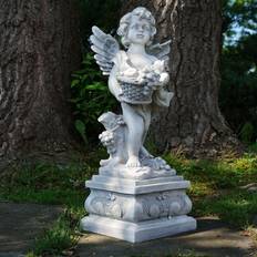 Interior Details Northlight 28.75" Cherub Angel Standing on Pedestal Holding a Fruit Basket Figurine