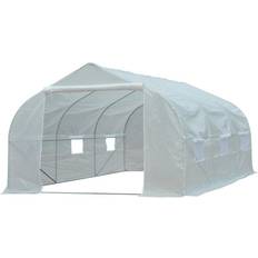 Freestanding Greenhouses OutSunny Walk-In Tunnel Greenhouse 11.4x10ft Stainless Steel Plastic