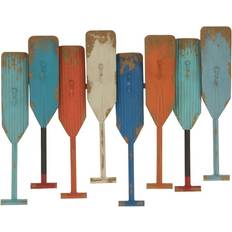 Litton Lane Coastal Multi Colored Metal Oar Shaped Paddle Hook Wall Decor