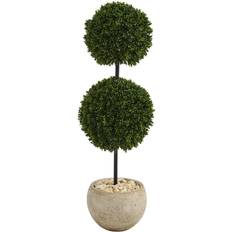 Nearly Natural 45 Boxwood Double Ball Artificial Topiary Tree Colored Planter