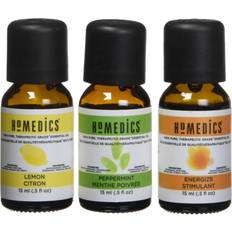 Homedics Aroma Therapy Homedics Relax Sampler Therapeutic-Grade Essential Oil, Lemon, Peppermint & Energize Blend, 0.5 oz. 3/Pack ARMH-EO15AP2