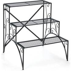 Planters Accessories Costway 3 Tier Stair Style Metal Plant Stand Garden Shelf Flower Pot