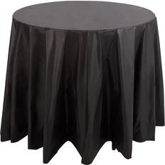 Plates, Cups & Cutlery Juvale 12-Pack Black Plastic Tablecloth 84-Inch Round Disposable Table Cover, Fits up to 72-Inch Round Tables, Black Themed Party Supplies
