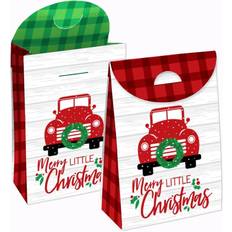 Big Dot of Happiness Tropical Christmas - Beach Santa Holiday Gift Favor  Bags - Party Goodie Boxes - Set of 12