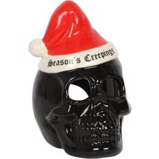 Glas Weihnachtsschmuck Horror-Shop Dekofigur Schwarzer Totenkopf Weihnachtsschmuck