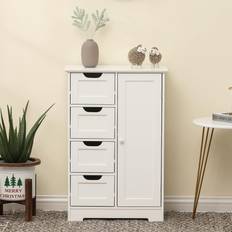 Luxen Home White Wood Tall Bathroom Cabinet