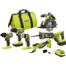 RYOBI ONE+ 18V Cordless Telescoping Power Scrubber Kit with 2.0 Ah