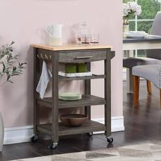 Brown Trolley Tables Convenience Concepts Ellaine 4 Tier Butcher Cart Trolley Table