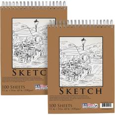 U.S. Art Supply 11 x 14 Premium Spiral Bound Sketch Pad Pad of 100-Sheets  60 Pound 100gsm Pack of 2 Pads • Price »