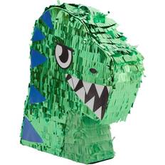 Small T-Rex Themed Dinosaur Pinata for Kids Dino Birthday Party Decorations, Green Foil 11 x 13 x 3 In