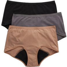 Hanes Ultimate Comfort Moderate Leak Period Bikini Panties 3-pack -  Pecan/Grey/Black • Price »
