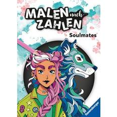 Kreativität & Bastelspaß Ravensburger Malen nach Zahlen Soulmates Manga Anime 32 Motive abgestimmt auf Stiftpackungen mit 24 Farben Stifte nicht enthalten Malbuch mi