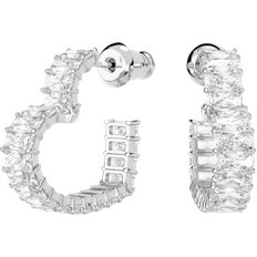 Swarovski Women Earrings Swarovski Matrix Heart Hoop Earrings - Silver/Transparent