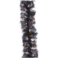 Horror-Shop Halloween Girlande mit LED´s schwarz-orange 183cm