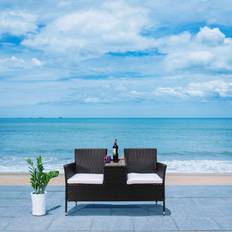 Outdoor Lounge Sets Safavieh Patio Seating BLACK/WHITE Outdoor Lounge Set